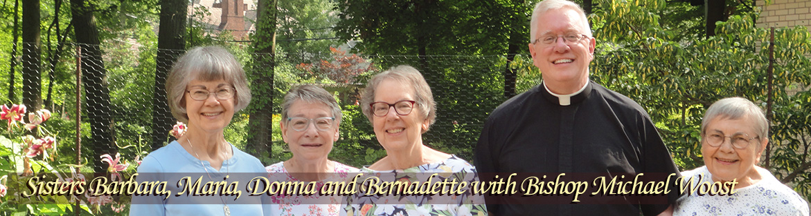 Sisters Barbara, Maria, Donna and Bernadette with Bishop Michael Woost